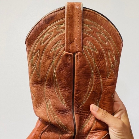 Frye Tan Leather Western Cowboy Boots - Picture 5 of 9